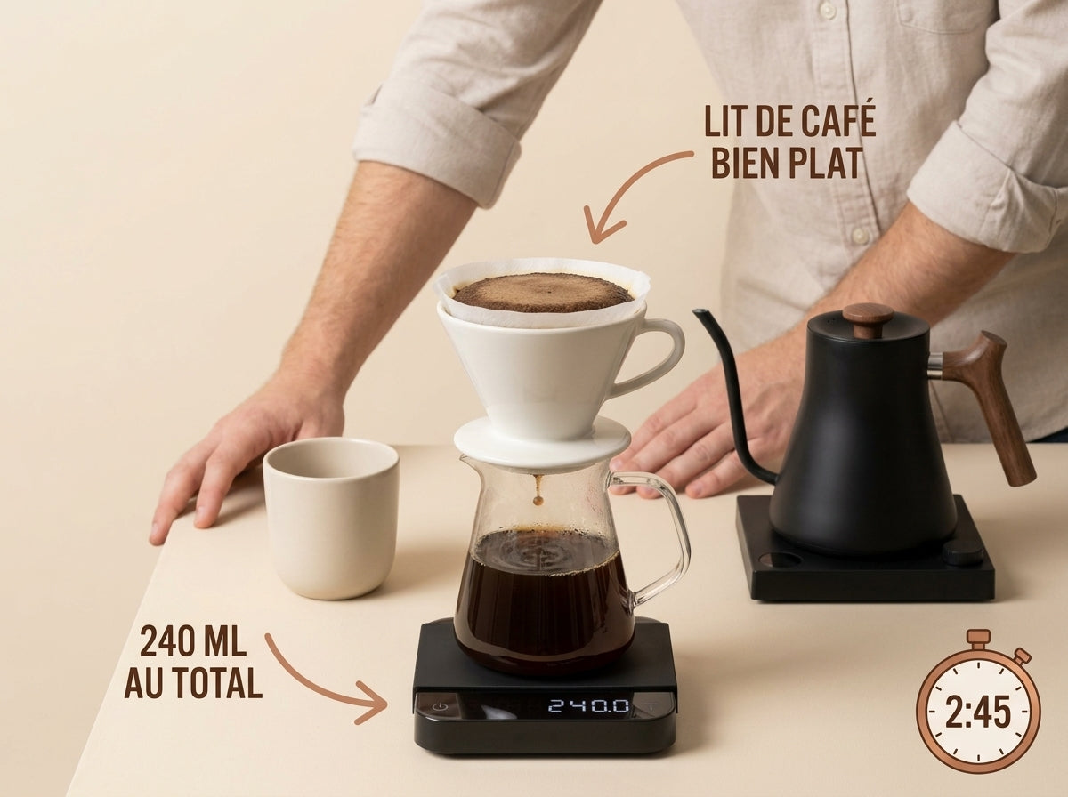 Fin d'écoulement du V60 dans la carafe